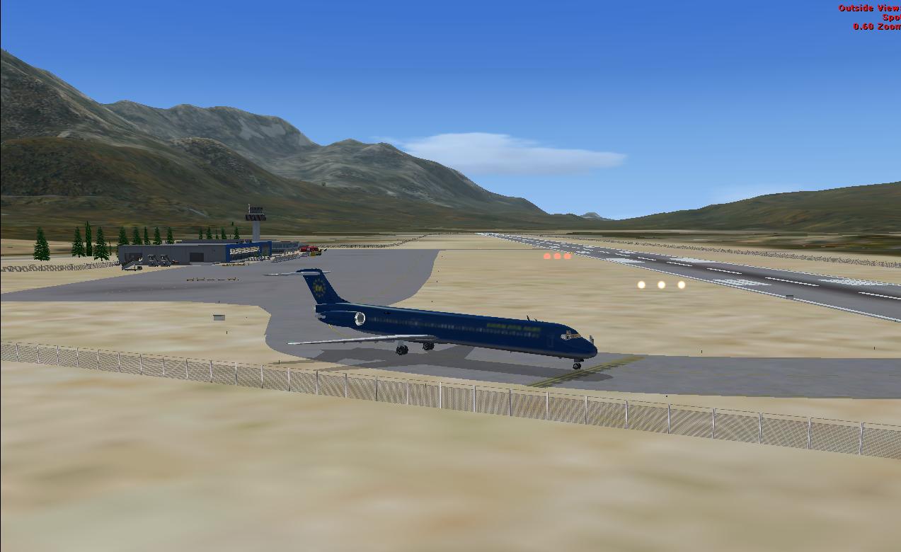 MD-80 holding short of runway 14 in Tivat (LYTV)