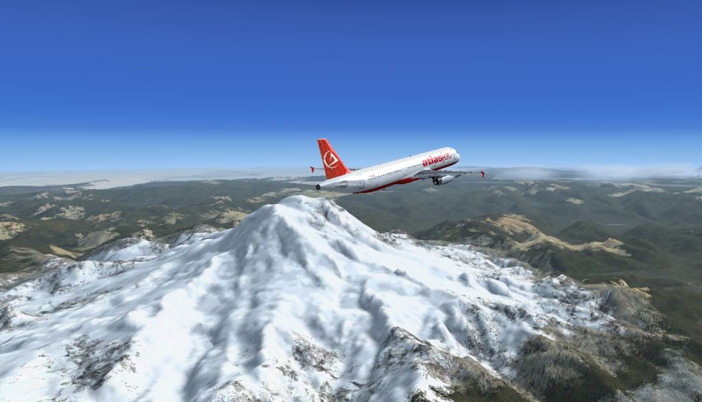 Passing mount Rainier on the way out from Seattle